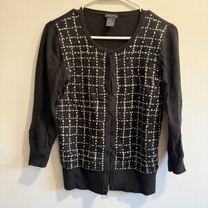 Ann Taylor Store  Black and White Knit Cardigan size xs